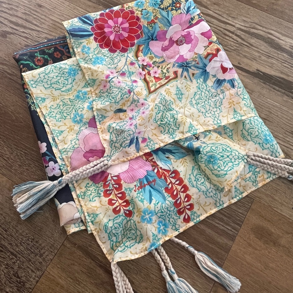 Johnny Was silk boho floral scarf